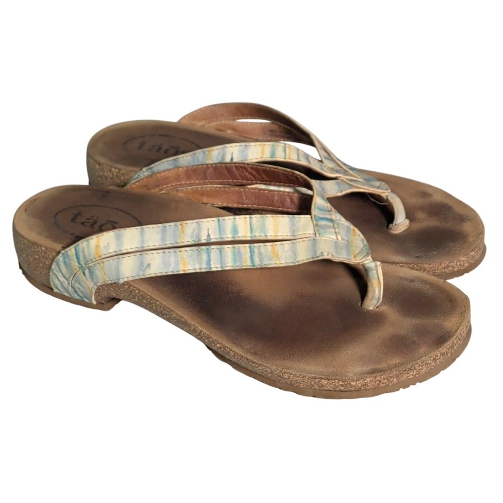 Taos Sandals Womens Size 10.5 EU 41 Thong Cork Flip Flops Multi Color Bohemian